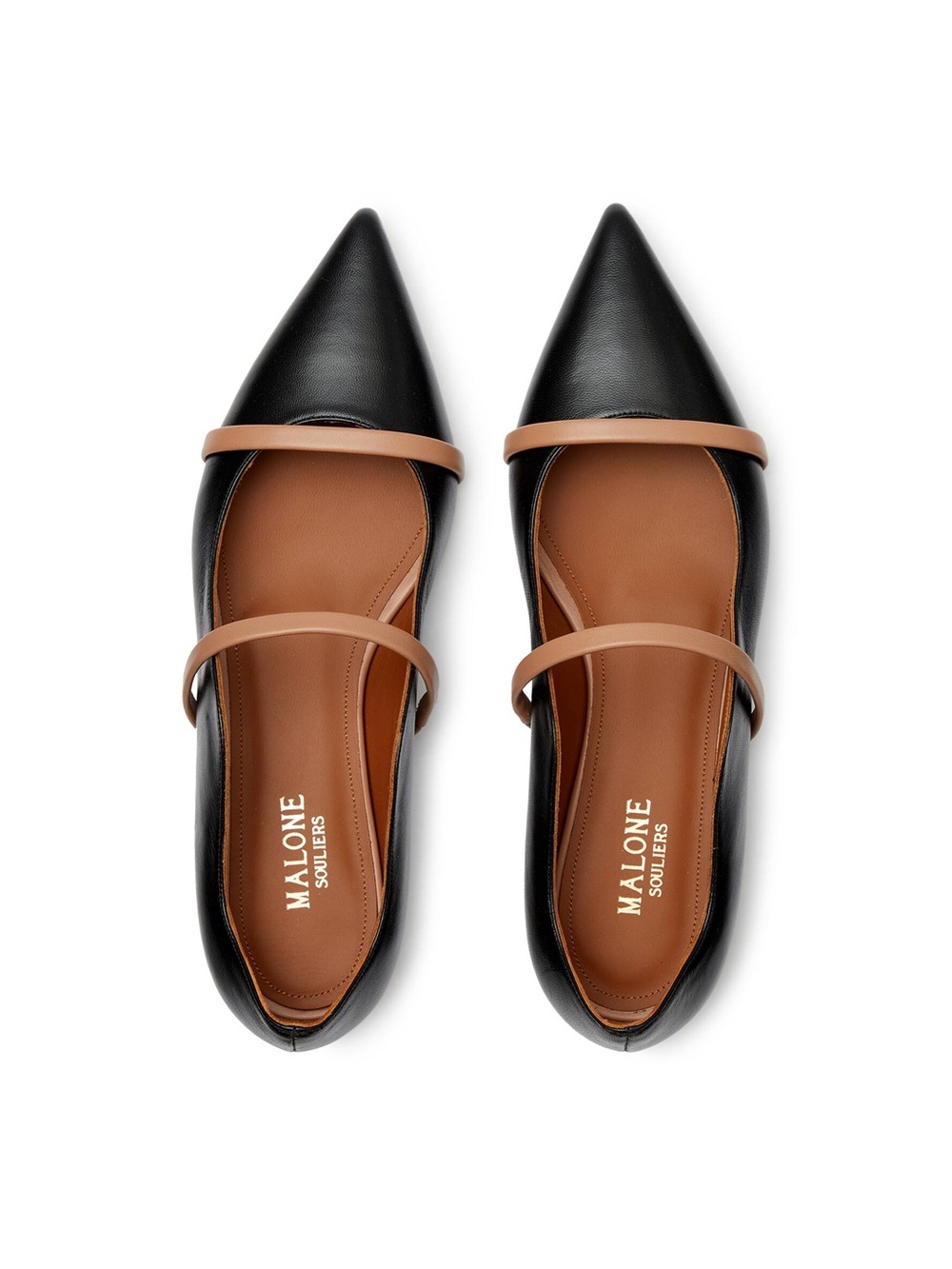 Malone Souliers Flats EU39.5 US9.5 Black Leather Maureen Pointed Toe Strap Shoe